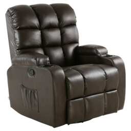 Regal Bonded Leather Recliner Rocking Swivel Heat & Massage Chair (Brown)