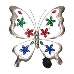 ValueLights Solar Outdoor Multi Coloured Butterfly Garden Art Light Bronze
