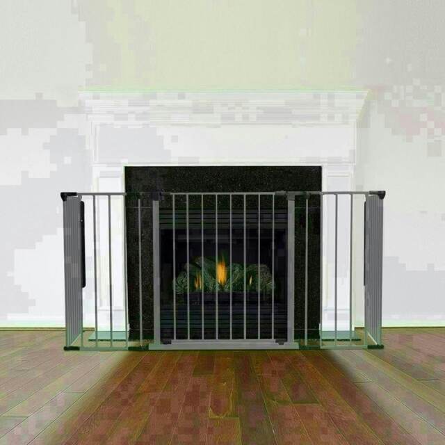 Safetots Multi Panel Fire Surround, 51cm Deep x 138cm Wide, Grey, 70cm Tall, Child and Pet Safety, Baby and Toddler Fire Guard
