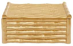 Hiba Large Gold Finish Bamboo Effect Trinket Box