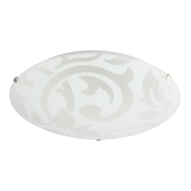 Traditional Frosted White Floral Circular Glass IP20 Flush Ceiling Light Fitting White White 1