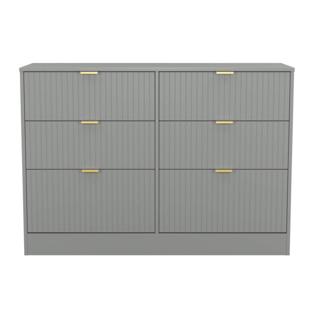 Denver 6 Drawer Wide Chest of Drawers in Dusk Grey (Ready Assembled) Grey Dusk Grey