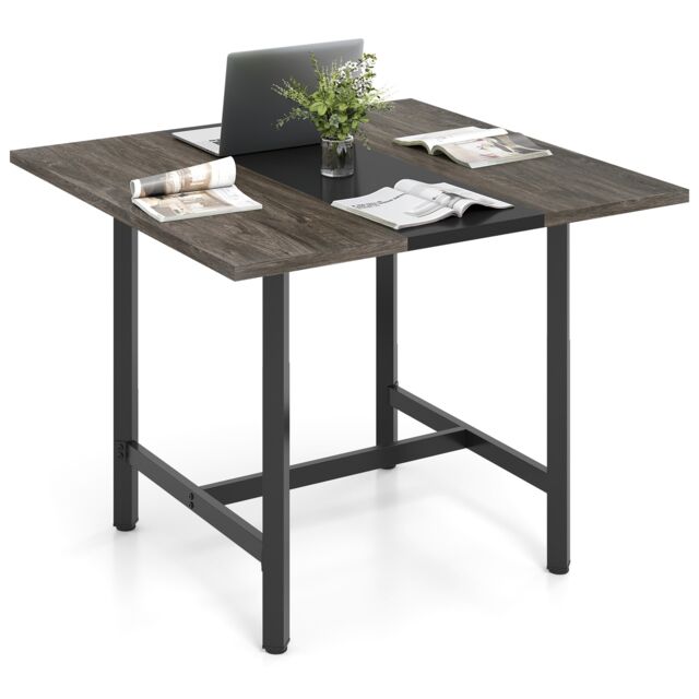 COSTWAY 100CM Square Conference Table Meeting Room Table-Grey