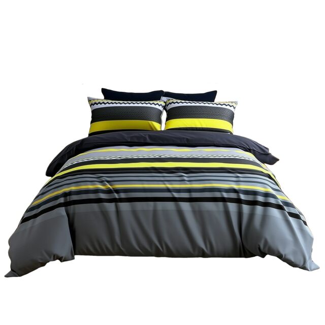 Duvet Cover And Pillowcase Set Red Black Stripe Design Polycotton Bed Linen Black Black King
