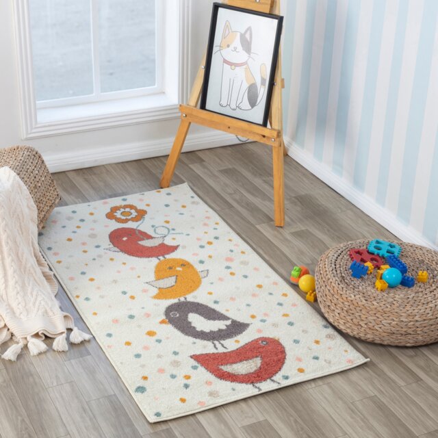 LIVABLISS Ankara-Kids Washable Rug 80 x 150 cm Mulitcoloured Yellow Blue