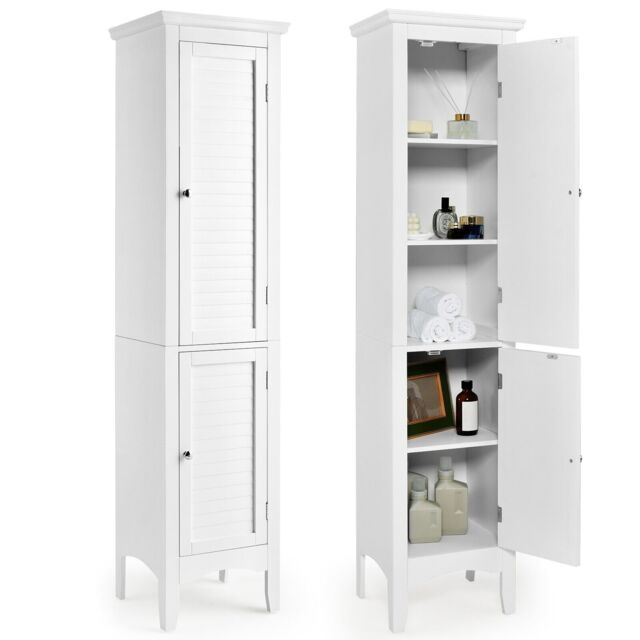 COSTWAY 5-Tier Bathroom Tall Cabinet Storage Organizer Cupboard White