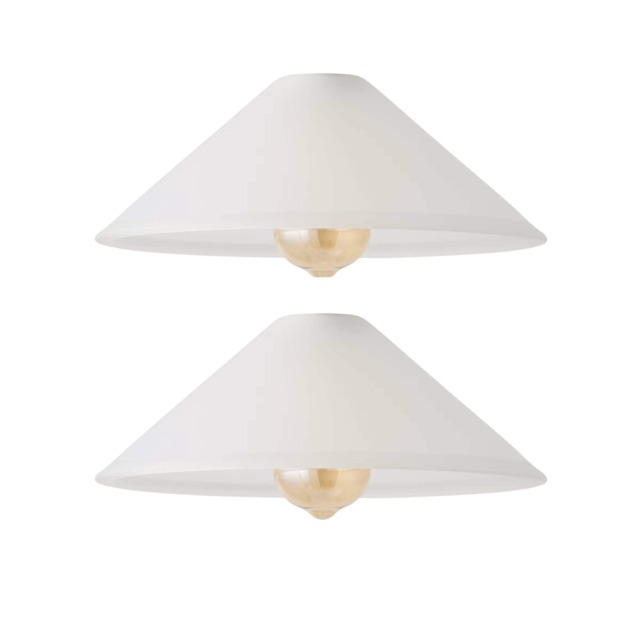 ValueLights Pair Tapered Dome White Frosted Glass Ceiling Shades