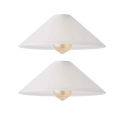 ValueLights Pair Tapered Dome White Frosted Glass Ceiling Shades