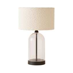 ValueLights Jessy Black Metal Table Lamp Cream Boucle Shade and Bulb