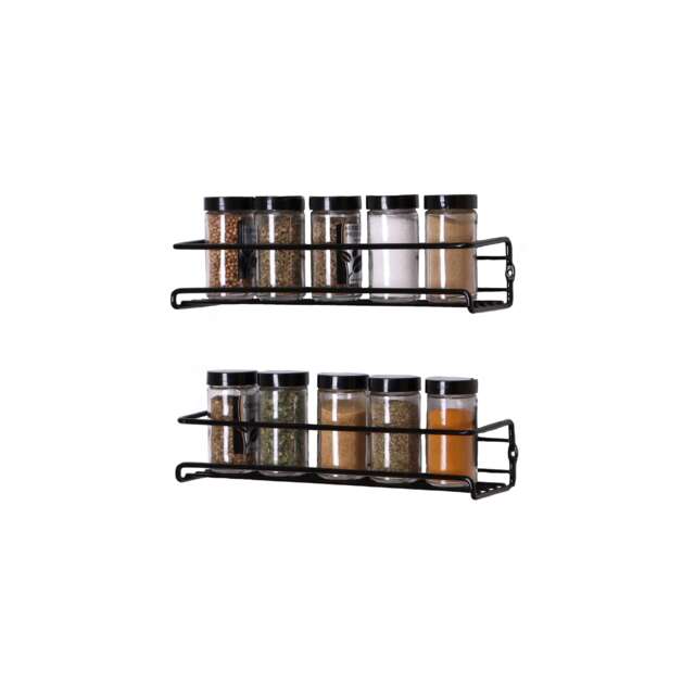 Buckingham 2 Tier Spice Racks Organiser wall-mounted with Adhesive Stickers. Silver