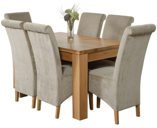 Dakota 127 x 82cm Oak Small Dining Table and 6 Montana Fabric Chairs Grey Grey