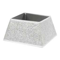Square Glitter Christmas Tree Skirt Silver