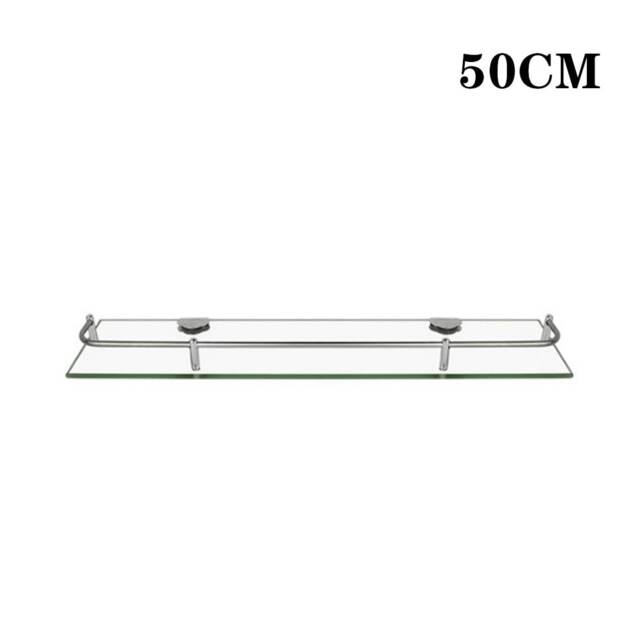 Living and Home Bathroom Tempered Glass Shelf Wall Mounted - 50cm Multi
