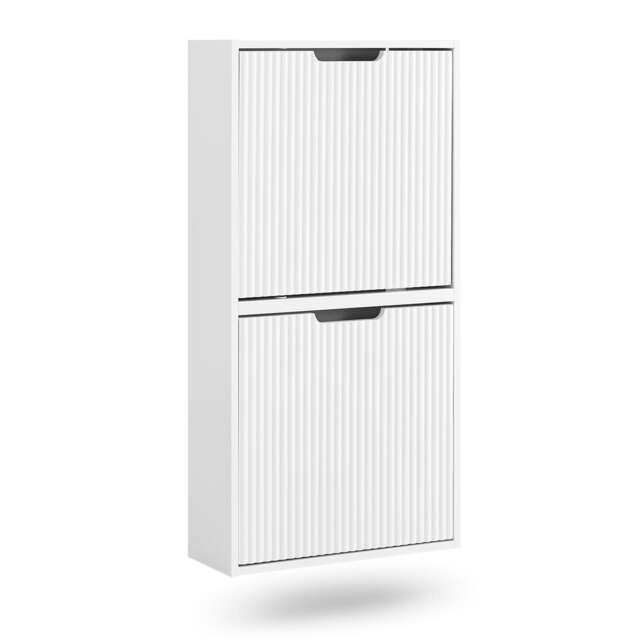 SoBuy Narrow Slim Shoe Storage Cabinet with 2 Flip Doors & 3 Shelves, White, 19.6x7.4x39.3 in, 18.3 kg - FSR204-W