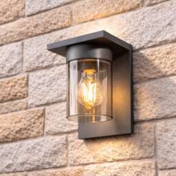 CGC Avery Anthracite Outdoor Wall Light E27 Lantern with Smoked Diffuser IP54 Multi Grey / silver