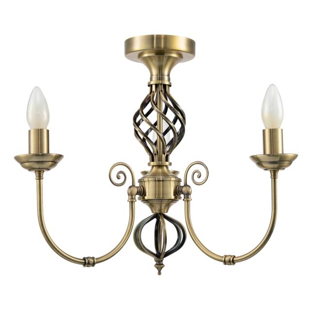 Traditional Classic Antique Brass Chandelier Ceiling Light with Twisted Knot
