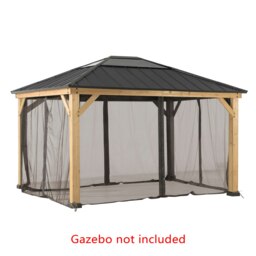 Sunjoy Accessory Netting for Cedar Wooden Gazebo - 3.9m x 3.3m, Khaki, Suitable for A102005814, A102005803（Gazebo Not Included）