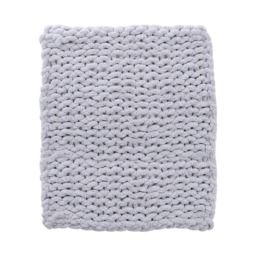 Living and Home Hand-Woven Chenille Blanket for Couch - Grey White