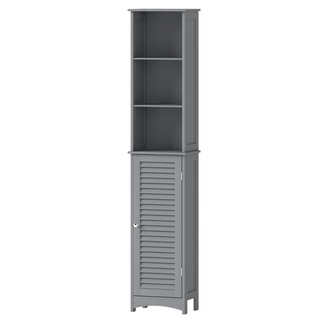 Levede Tall Bathroom Cabinet Slim Freestanding Bathroom Storage Cupboard Unit Grey Grey
