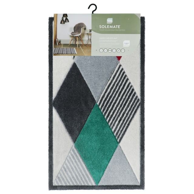JVL Solemate Hand Carved Machine Washable Door Mat 57x100cm - Gem
