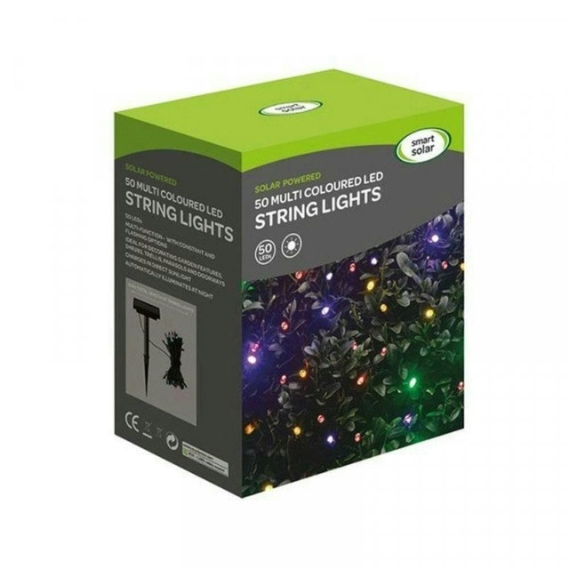 50 Solar Powered Multicoloured LED String Lights Multi 1