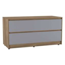 URBNLIVING 4 Drawer Wide Chest Of Drawers Bedroom Storage Unit Multi Oak Carcass + Grey Drawers