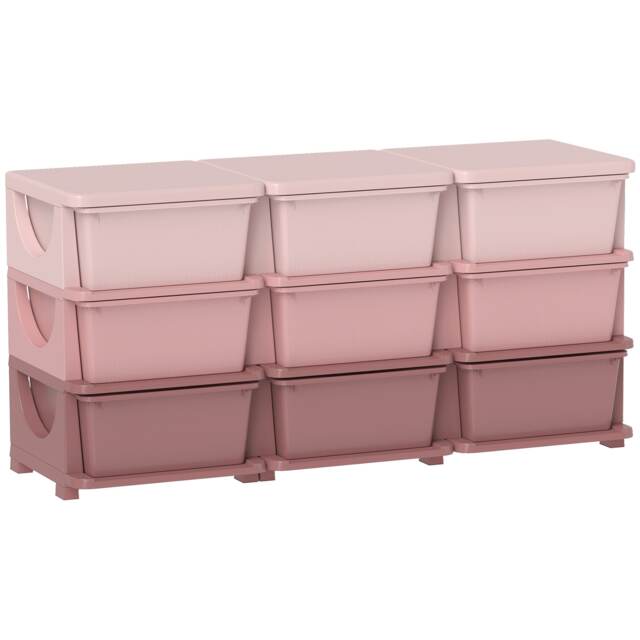 HOMCOM Kids Storage Units with Drawers 3 Tier Chest Dresser Tower Pink Pink Pink