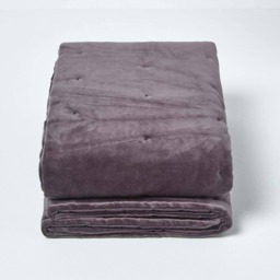 Homescapes Dark Grey Velvet Quilted Throw - 150 x 200 cm