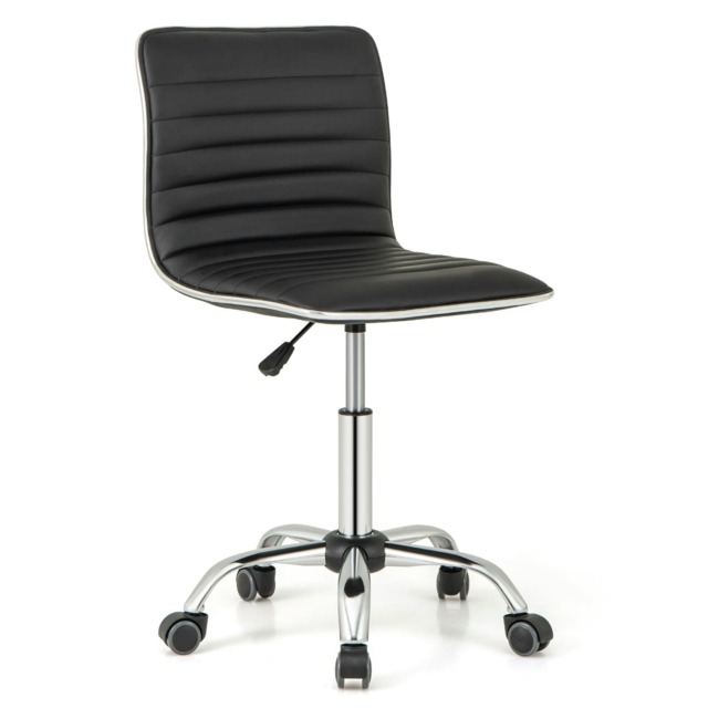 COSTWAY Adjustable Office Chair w/Swivel Seat Black Black