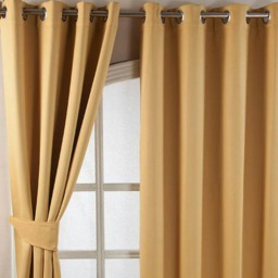 Homescapes Yellow Herringbone Chevron Blackout Curtains Pair Eyelet Style - 90x72 Inches Yellow Mustard Yellow