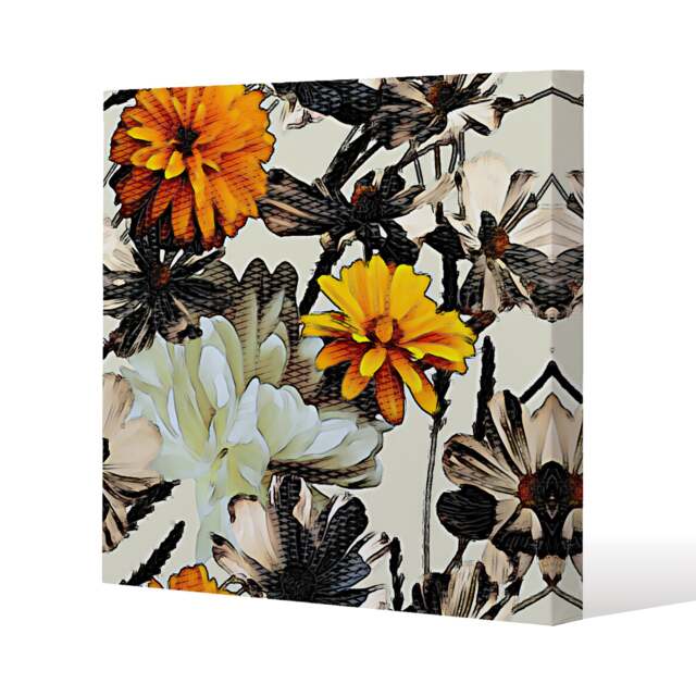 Orange Flower Print (Canvas Print) / 61 x 61 x 4cm Multi