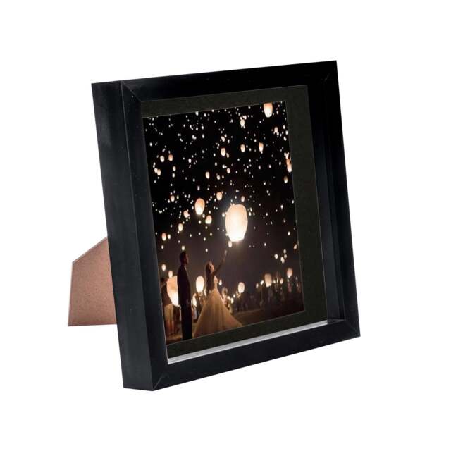 "Nicola Spring 8 x 8"" Photo Frame - Black/Black Mount - 3D Photo Frame Picture Frame Box Portrait Display Case (22.5 x 22.5cm)"