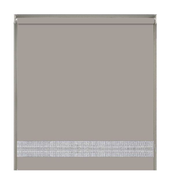 120cm Natural Straight Diamante Edge Border Roller Blind Brown Natural