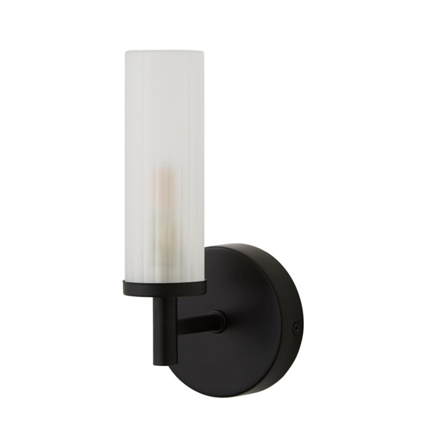 ValueLights Canya Black IP44 Frosted Glass Wall Light Black