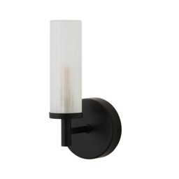 ValueLights Canya Black IP44 Frosted Glass Wall Light Black