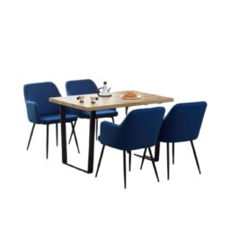 Colorado Dining Table with 4 Charlotte Velvet Chairs Blue 5