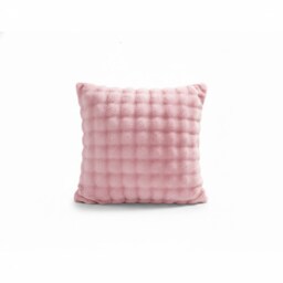 Square Teddy Design Cushion Cover Soft Plush Decorative Cushion Case Pink