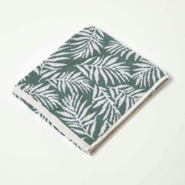 Homescapes Green Botanical Pattern Cotton Hand Towel Green