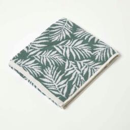 Homescapes Green Botanical Pattern Cotton Hand Towel Green