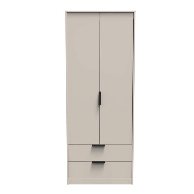 Osaka Tall 2 Drawer Double Wardrobe in Kashmir Matt (Ready Assembled) Cream Kashmir Matt