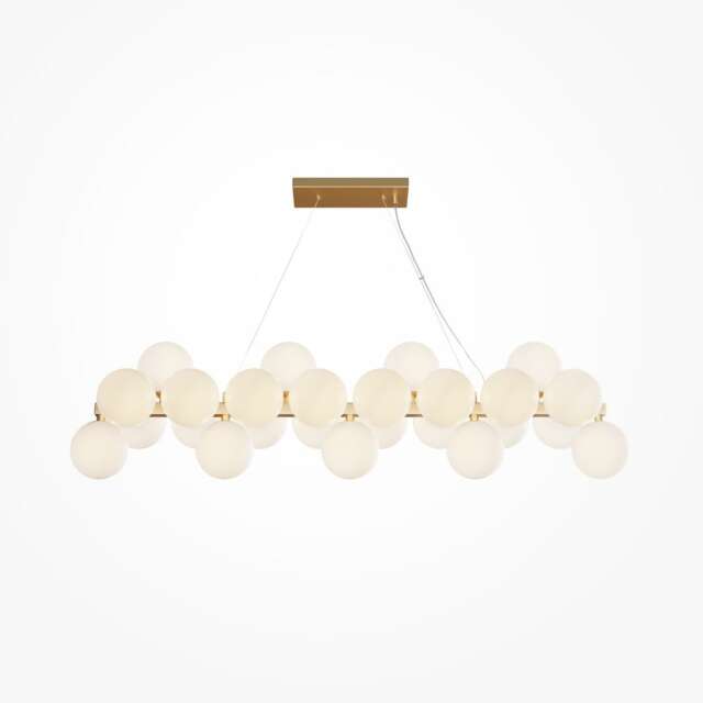 Maytoni Dallas Modern 25 Light Bar Pendant Ceiling Light Gold, Matte White Shade, G9
