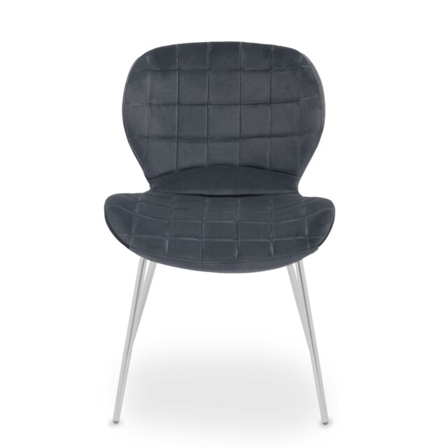 Orsina Grey Velvet Dining Chair, Versatile Velvet Upholstered Accent Dining Table Chair, Sleek Silver Finish Legs