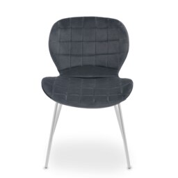 Orsina Grey Velvet Dining Chair, Versatile Velvet Upholstered Accent Dining Table Chair, Sleek Silver Finish Legs