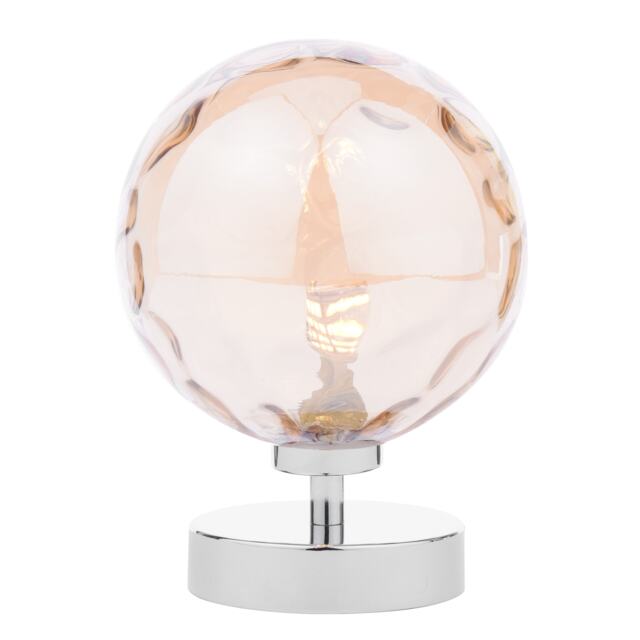 Esben Touch Table Lamp Polished Chrome With Amber Dimpled Glass