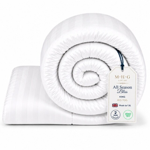MHG Living All Season Duvet 10.5 Tog – Year-Round Hollowfibre Quilt for All Weather White King