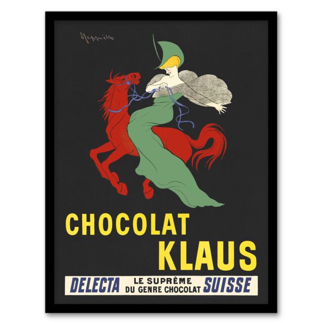 "Klaus Chocolate Vintage Advert Vintage Framed Wall Art Print Cappiello 12x16"""