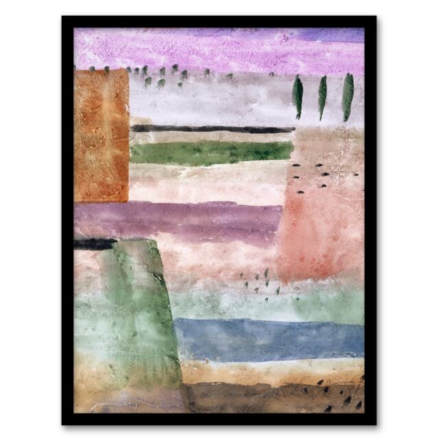Paul Klee Framed Wall Art Landscape with Poplars Abstract Painting Home Décor