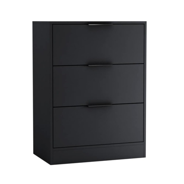 Chest of 3 Drawers Compact Storage Bedside Cabinet Bedroom Furniture Multi Black 60cm 1