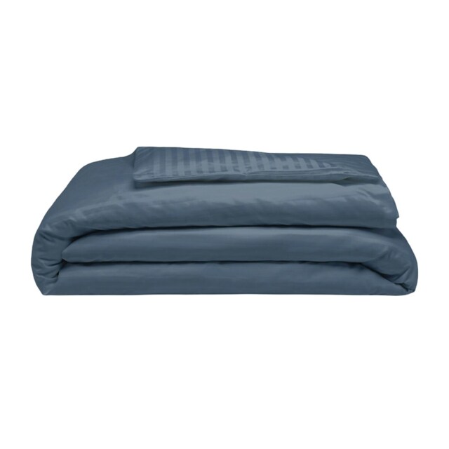 Belledorm 540 Thread Count Satin Stripe Duvet Cover Set - Navy - Superking