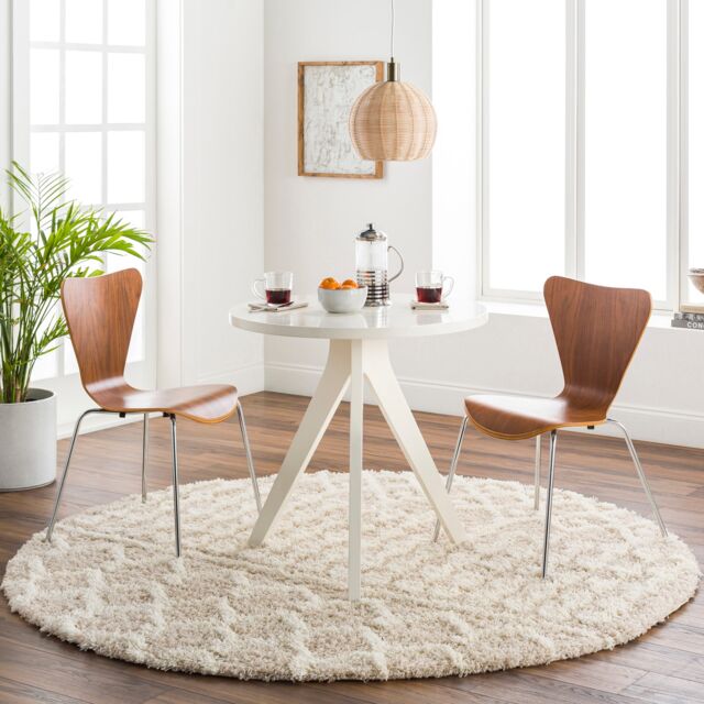 LIVABLISS Urban Shaggy-Geometric Soft Plush Pile Round Rug Ø160 cm Cream Beige